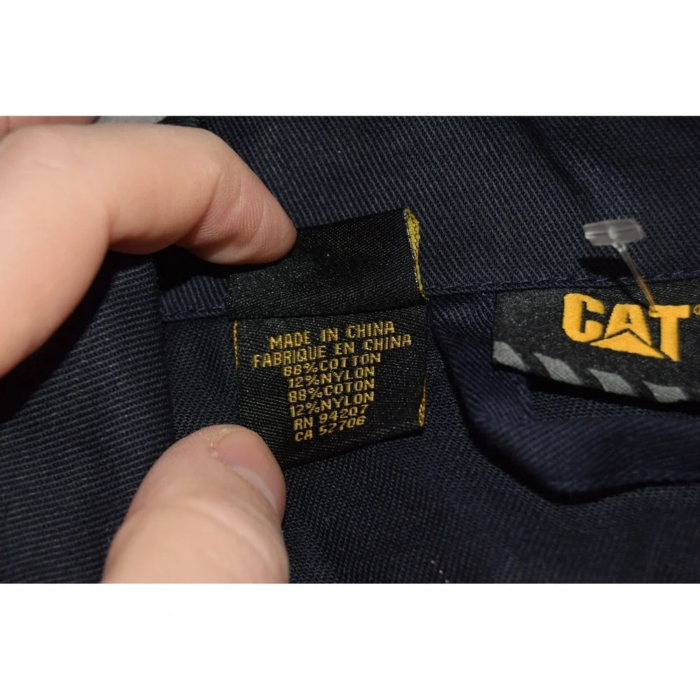 Caterpillar Coveralls Mens XL Navy Flame Resistant Jumpsuit Workwear CAT NEW